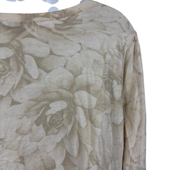 J Jill Silk Cotton Cashmere Blend Beige Ivory Floral Lightweight Sweater sz XL - Picture 12 of 16